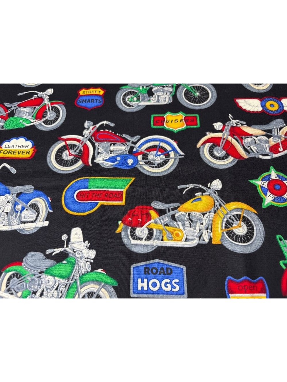 Cranston Motorcycle-Themed Cotton Fabric Print Cruisers 22"x23" Sewing Craft